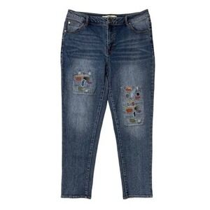 Cato EST. 1946 Denim Patched Distressed Hi-Rise Jeans Size 8‎